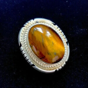 Sterling silver and tiger eye pendant southwestern large